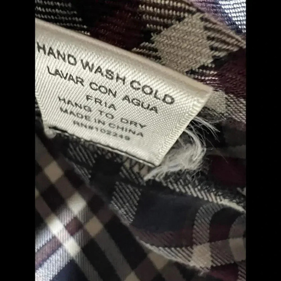 Skies Are Blue‎ Women's V-Neck Maroon Navy Plaid Shirt Roll Tab Sleeve Size M - Picture 9 of 11